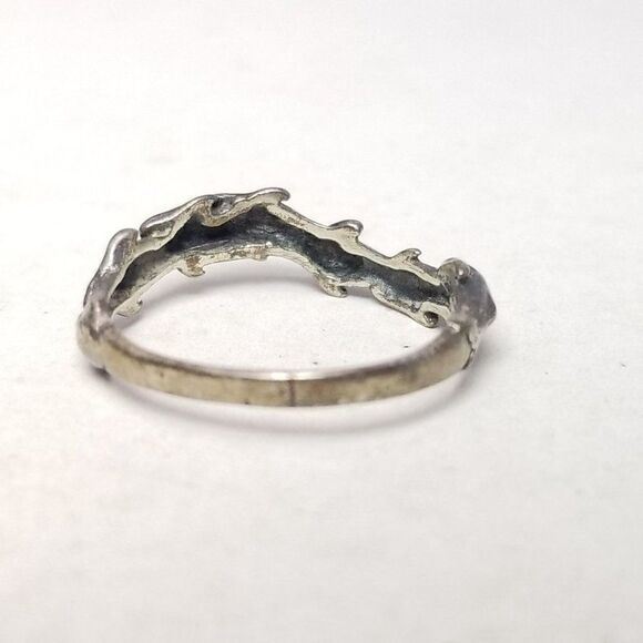 Vintage Sterling Silver Leaping Dolphins Ring, Size 6 1/2 Band, 80s 90s Estate - Picture 3 of 8